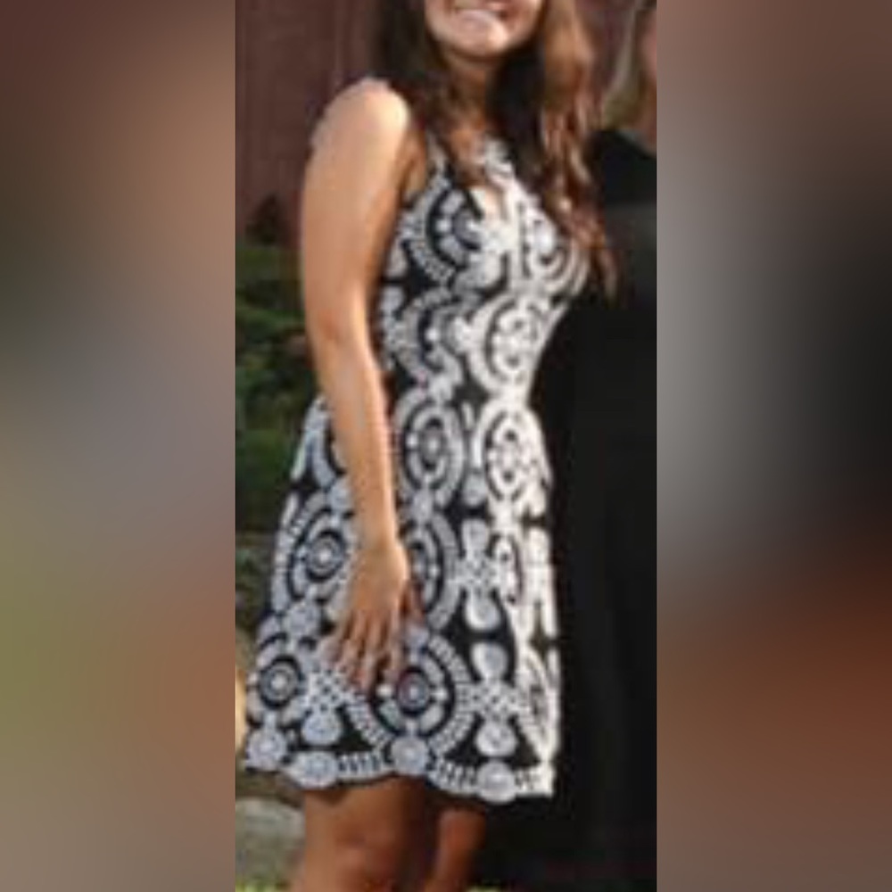 Tommy Hilfiger Navy and White Brocade dress